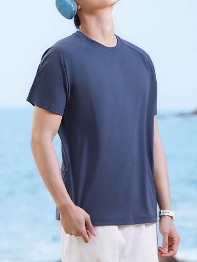 CAMEL CROWN 男士户外T恤，夏季凉爽速干山地休闲短袖T恤