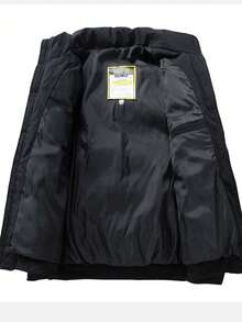 Chaqueta Acolchada con Estampado de Cabeza de Tigre para Hombre | Corte Ajustado, Térmica, Invierno - Negro - Ver 3