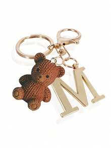 优雅金色字母钥匙扣，配有泰迪熊吊坠，3D A-Z字母吊坠，时尚合金钥匙圈，背包挂饰，汽车钥匙链，经典简约钥匙扣，适合女性，可作装饰品，包包配件，送给朋友、家人、情侣、女友的绝佳礼物，适合重要场合、情人节。 - 彩色 - 查看 19