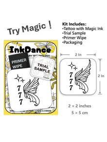 1套“幸运777仙女翅膀”革命性科技纹身贴纸，半永久纹身，临时纹身，持久耐用，男女通用，防水，逼真纹身效果，植物基配方，产品编号MNF028 - 黑色 - 查看 3