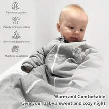 2.5 Tog 长袖婴儿睡袋，宽敞的新生儿睡袋 - 灰色 - 查看 5