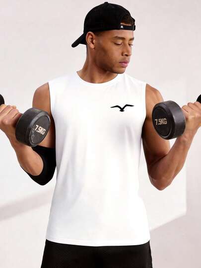 Driftmere Camiseta sin mangas de cuello redondo holgada con estampado de águila casual para hombre, verano