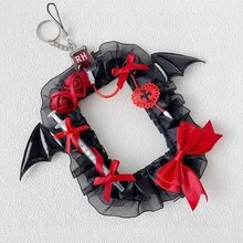 1pc Demon Bat Wing Lace Photo Card Holder, 3-Inch Small Card Photo Display Card, Handmade Bow Decor DIY Finished Product, Anime Cartoon Game Character Decoration Card Holder, Idol Fan Applause Card Holder, Lolita Style Transparent Card Holder - A - View 2