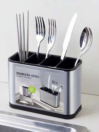 Portacubiertos de Acero Inoxidable con Diseño Moderno, Organizador de Cubiertos con Drenaje para Cocina, Bonito y Práctico para Hogar, Organizador de Cubiertos para Hogar y Restaurante