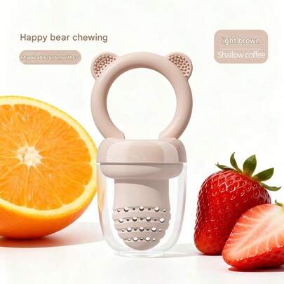 1 Pc Rabbit Nibble Fruit & Vegetable Teethers Feeding Pacifier, With 3 Extra Nibble Bags In S, M, L Sizes (Size M Included In Nibble Set)