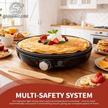 SUPERLEX Multifunctional Crepe Maker, Multi-Purpose Pancake Machine And Household Frying Pan. Featuring A Non-Stick Coating And A Scraper. Adjustable Temperature Control For Cooking Beef Steaks, Fried Eggs And Bacon. Ideal For Kitchen Breakfast Preparation. - UK Plug(220-240V) - View 11