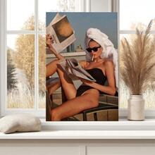 2D Flat Print, 1pc Framed Canvas Wall Art, Vintage Magazine Poster, Retro Fashion Art Print Canvas Poster Painting Home Wall Decor, Ideal Gift For Bedroom Living Room Hallway Dorm, Ready To Hang - 列印 - 查看 4