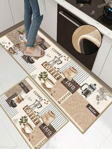 3.5mm Thick Soft Rubber Linen Kitchen Mat, Cartoon Kitchen Style Absorbent Rug, Edged Carpet To Prevent Peeling, Water-Absorbing And Easy To Clean Mat, Linen Surface With Sponge Middle And Rubber Bottom, Suitable For Kitchen, Bathroom, Laundry Room, Hallway, Living Room And Other Occasions - Multicolor - View 11