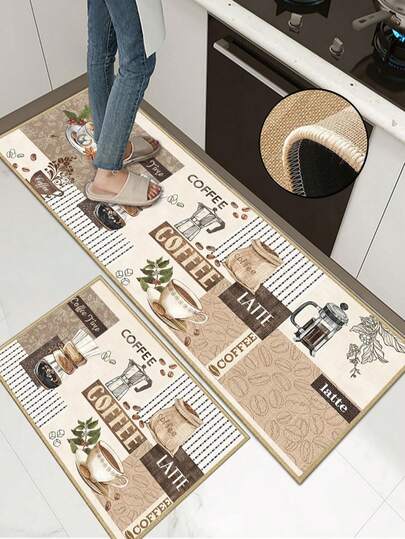 Thảm bếp bằng cao su mềm dày 3.5mm, họa tiết hoạt hình, thấm hút tốt, viền thảm chống bong tróc, thấm hút nước và dễ vệ sinh, bề mặt vải lanh với lớp xốp ở giữa và lớp cao su ở dưới, thích hợp cho nhà bếp, phòng tắm, phòng giặt, hành lang, phòng khách và các không gian khác.