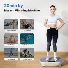 MERACH Vibration Plate Exercise Machine, Vibrating Platform For Lymphatic Drainage Weight Loss Muscle Activation, Full Body Home Exercise Equipment With LED Touch Screen Bluetooth Pull Cord - 查看 2