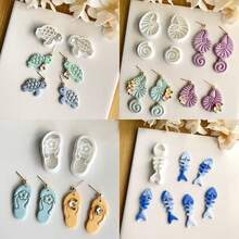 2/4 Stück Ozean-Tier-Themen Polymer Ton Ausstecher, enthält Formen wie Schildkröte, Muschel, kleiner Fisch, für DIY dekorative Ohrringe, Broschen, Anhänger, Keramik, Sommer Strand Urlaubsstile, DIY Ohrring Anhänger Handwerks-Keramik-Set - Weiss - Übersicht 6