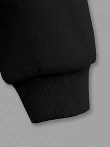 Áo khoác nỉ nữ dáng rộng, màu xanh navy, khóa kéo, có mũ, túi, dây rút, hàng mới về, thích hợp cho mùa Thu/Đông. - màu đen - Xem 3