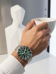 Fossil Men's Stainless Steel Watch With Quartz Movement And Leather Strap - Silver Ribbon Silver Plate - View 3