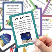 20张伊斯兰节日及活动闪卡，穆斯林伊斯兰节日教育卡，斋月、朝觐和伊斯兰新年穆斯林节日学习工具，宗教礼品 - 彩色 - 查看 5