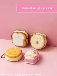 1/4本减压便签本，可爱甜点饮料游戏系列迷你笔记本，带悬挂装饰，可爱便携设计，办公/学生礼物，返校用品 - 彩色 - 查看 17