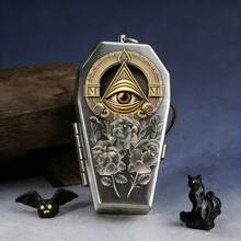 1pc God's Eye Design Ashtray, Available In Gold, Red, Yellow, Red, Gray, Blue Eye Colors, Keychain Design For Easy Carrying, Punk Coffin Shaped Ashtray - Eye Of God - View 2