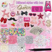 Junk Case Charms Kit,3000PCS Junk Charms For Phone Cases,Nail Charm,Pink Bow,Letter Beads Charm - Mix - View 2