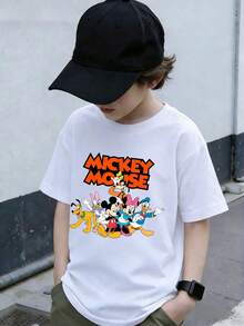 Disney Mickey Mouse & Friends Graphic Print Unisex Kids' T-Shirt (Ages 2-14) - Everyday Casual Tee, Express Delivery - 白色 - 查看 1