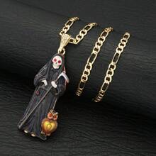 一件式亡灵圣徒项链，配立体镰刀幽灵吊坠 - 宗教死亡象征，哥特式幸运与诅咒解除符号，时尚节日礼物 - Santa Muerte - 查看 8