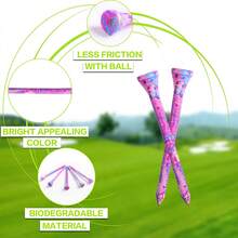 FINGER TEN Teuri de golf din bambus, 2 3/4" sau 3 1/4", pachet de 50, teuri premium din lemn pictate, cu culori strălucitoare pentru vizibilitate ridicată, accesoriu de golf atrăgător pentru bărbați și femei - Violet - Vizualizare 4