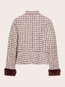 格纹修身立领夹克，适合春秋季穿着 - 彩色 - 查看 2