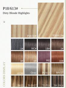 DNE HAIR 10片装100%真人发胶带式接发片 #P18/613 脏金色挑染直发 14-22英寸 丝滑无痕隐形优质高密度接发片，适合头发稀疏及沙龙使用，适合所有女性日常佩戴 - S18/613 - 查看 7