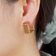 High-Quality Stainless Steel Women Hoop Earrings,Hypoallergenic 316L Ear Post,Anti-Fading Vacuum 18K Gold Plated Anti-Wear, Charming Fashionable Designer Unique Shapes Unisex Jewelry Earrings For Daily Wear Festival Vacation Parties - Gold - View 1