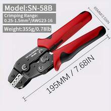 Non-Insulated 24-16 AWG Open Barrel Crimping Tool 0.25-1.5mm², Ratcheting Crimper For  Molex JST TE Terminals & EPC PCIE SATA Pins - 1 - 查看 4