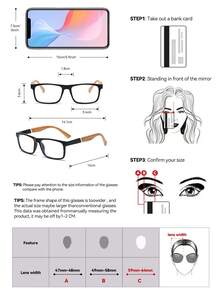 矩形塑料眼镜框，轻便眼镜，适用于电脑、游戏、电视、手机等，时尚光学眼镜，黑色 - 黑色 - 查看 5