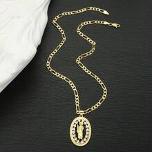 圣犹达吊坠项链（1件），宗教饰品，绝望者的守护圣人，信仰主题圣殿项链，完美的节日礼物，复活节/耶稣升天节/日常佩戴 - 金色 - 查看 4