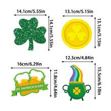 12 Pcs Irish Festival Hanging Swirl Decorations Creative Letter Shamrock Hat Pattern Ceiling Spiral Streamers For Party Home - Army Green - View 7