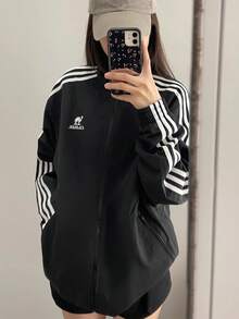 CAMEL CROWN 全地形防风夹克，复古立领外套，女士春季运动防水外套 - 幻影黑 - 查看 6