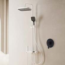 HOHOBLA Wall Mount Single Function Shower Faucet Control Valve Bath Mixer Bathroom Water Tap Hot & Cold Single Handle Tub Shower Valve Mixer Kit, Black - As Shown - View 7