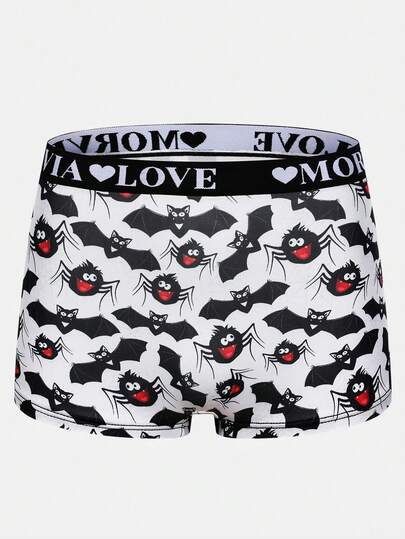  1 pieza Pantalones cortos para mujer con estampado lindo de araña y murciélago de la marca Dircho, ropa interior ultra suave y amigable con la piel, con gran elasticidad diseñada para comodidad todo el día y uso casual diario