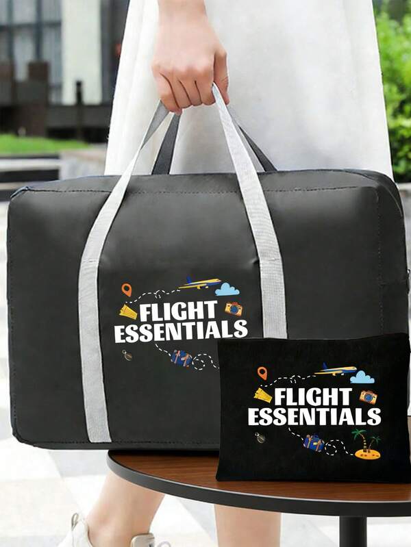 机场主题旅行收纳袋套装，多功能便携可折叠旅行收纳袋，大容量行李收纳袋，旅行包，瑜伽健身服装收纳，男女通用便携可折叠旅行包，可机洗，飞行必备，适合空乘人员、学生、商务旅行和度假，旅行必备，旅行爱好者礼物，情人节礼物，纪念品，伴娘礼物，斋月礼物