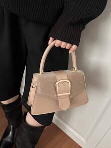New Fashionable Minimalist Korean Style Contrast Color Casual Shoulder Crossbody Bag - Khaki - View 4