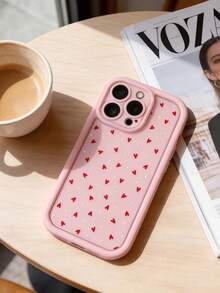 1pc Creative Pink Cute Polka Dot Heart Gradient Perforated Phone Case Compatible With Apple 11/11 Pro Max/12/12 Pro/12 Pro Max/13/13 Pro/13 Pro Max/14/14 Plus/16 Pro Max/17 Pro Max, Galaxy S25 Edge, 14C, Moto G Series, C55 - Pink - View 3