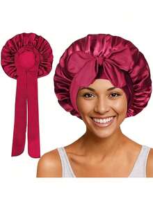 1件/2件/4件装缎面睡帽，丝滑蝴蝶结睡帽，弹性宽边女士睡帽，可卷发 - 均碼 - 查看 18