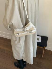 Bolso cruzado de gran capacidad, de estilo moderno y multiusos, modelo 2026 nuevo, estilo de mujer, bolso exquisito - Beis - Ver 7