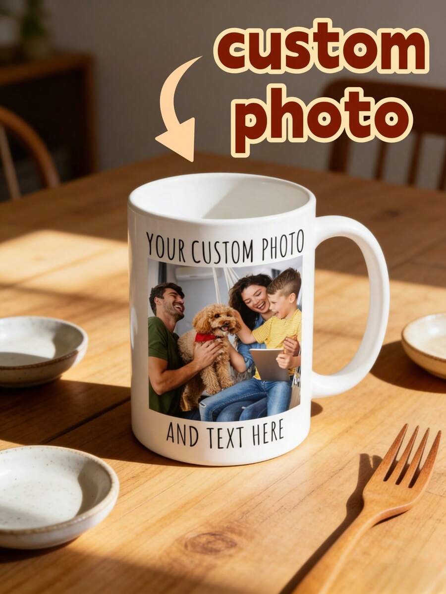 1Pc Personalized Family Coffee Mug – Custom Name & Photo Ceramic Cup, Microwave & Dishwasher Drinkware, Warm Housewarming Gift For Family, Parents & Kids, Cozy Home Office Daily Use, Birthday & Holiday Present - Multicolor - View 1