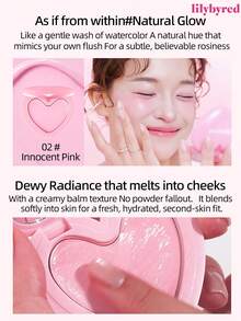 lilybyred K-Beauty Luv Beam腮红膏，质地柔滑，持久显色，打造自然光泽妆容，丝绒般柔润，打造自然妆效，日常妆容腮红 - 02 Innocent Pink - 查看 5
