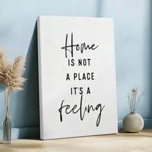 1pc Minimalist Inspirational Wall Art, Motivational Quote, Elegant And Beautiful Wooden Framed Wall Art, Wrapped Canvas Vintage Prints Poster, Home Is Not A Place It's A Feeling - Minimalist, Minimalist, Modern, Typographic Style, Perfect Gift Decor, Wall Art for Living Room Bedroom Office, Hanging Hardware Included - Wrapped Framed Canvas, Vertical - Lienzo enmarcado - Ver 3