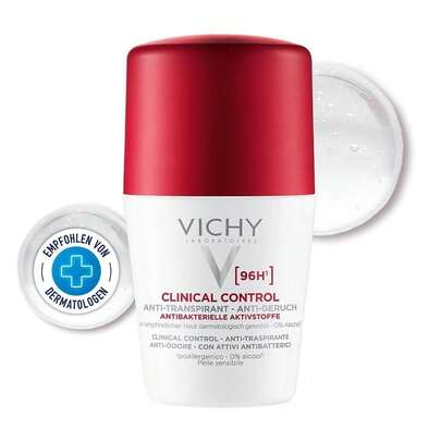  Vichy CLINICAL CONTROL 96H Roll-On Deodorant für Frauen 50ml - Antitranspirant, Trockengefühl, alkoholfrei, keine Flecken, empfindliche Haut ✅ Lieferung 24/72h nach Spanien (Festland) | Beauty Explotion | Ihr Schönheits- und Make-up-Shop - Entfalten Sie Ihre beste Version.