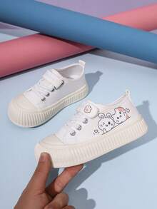 A Pair Of Boys' And Girls' Canvas Shoes, Autumn New Style, Children's Cloth Shoes, Girls' Spring And Autumn Shoes, Kindergarten Children's Soft Soled Board Shoes, Girl's Shoes Suitable For All Seasons - White - View 7