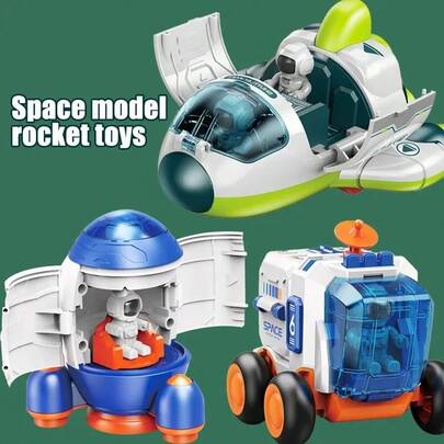 Children's Educational Space Toy Car, Astronaut Rocket Spaceship Model Series Toy Car, Suitable As Christmas And Birthday Gift For Kids