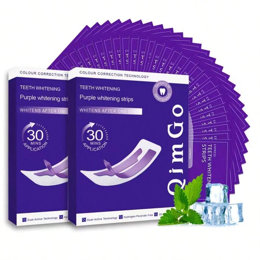 PAP+干贴+紫色牙齿美白贴，牙齿美白，牙贴，深度清洁，口腔护理，美白贴，清新口气，美白贴，适合旅行和居家使用，紫色美白，干贴 - 紫色+PAP+乾貼+牙貼 - 查看 1