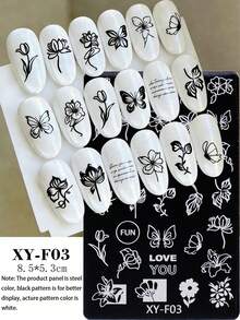 1pc Flower Nail Stamping Plate Tulip Spring Summer Flower Butterfly Image Steel Plate Y2K Nail Template DIY Printing Stencil Manicure Accessory Tool - Silver - View 8