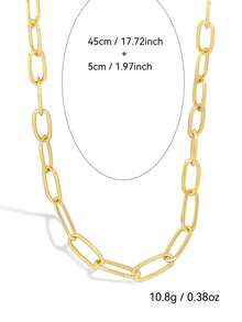 Charm-In Collar de cadena con clip de papel chapado en oro para mujer, minimalista y elegante, adecuado para el uso diario y para combinar con otros, regalo para la novia - Dorado - Ver 3