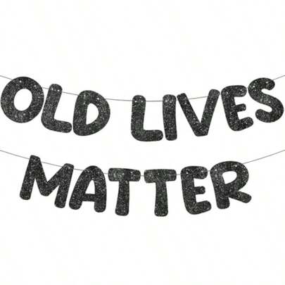 Pre-Strung Glitter Black Banner - 6.56 Ft Retirement Party Garland For 50th 60th 70th 80th Celebrations