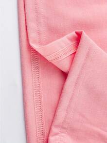 Camiseta informal de verano para niña con estampado de corazón, lápiz y "CP Team"; mangas cortas, cuello redondo, corte cómodo - estilo juvenil - Rosa - Ver 5